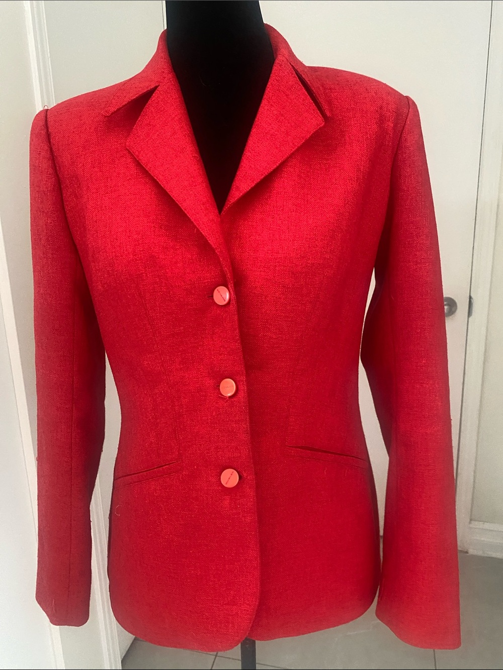Thierry Mugler Pour Clarins 90’s Bold Red Tailored Blazer Jacket Size Medium